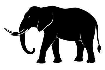 Obraz premium Elephant silhouette vector illustration african animal wildlife icon isolated on white background, elephant, silhouette, vector, animal, wildlife, african, tusk, mammal, nature, large, black, white