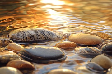 Golden Stones in Water