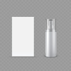 Blank Spray Bottle and Box Packaging Mockup - Vector