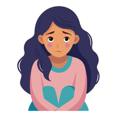 Anxious Girl In Need for a Helping Hand Vector Concept Illustration. Young teenage being vulnerable wanting care and comfort 