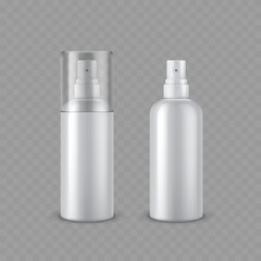 Transparent Spray Bottles with White Caps - Vector