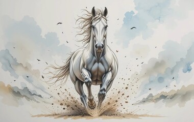 Dynamic Wild Horse Background Image, Animal, Banner Texture Poster Advertisement