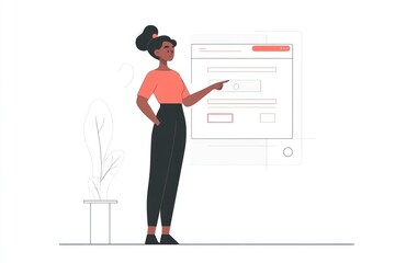 Woman interacting with digital form