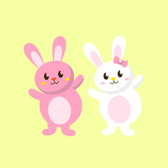 Two Easter day bunnies character perfect for mascot, icon, and other 