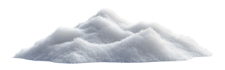 Large snowdrift with soft texture, isolated on transparent cutout background