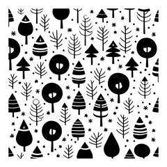 Minimalist woodland: Black and white tree pattern creates a whimsical forest scene