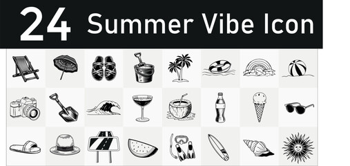 24 Summer Vibe Icon vector illustration