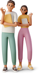 Naklejka premium students making ok sign