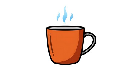 Classic Coffee Mug Clip Art – Bold Icon Design	Bold and simple illustration of a classic coffee mug with steam, ideal for corporate café branding, posters, and everyday drink designs