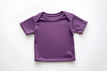 Cute Blank violet newborn baby cotton t-shirt mockup template on white background. Little boy girl child tee shirt mock-up