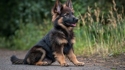 portrait of dog breed in scenic outdoor setting