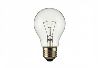 Clear light bulb with filament on a white background