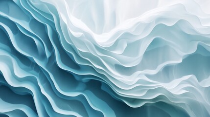 Obraz premium Soft abstract waves forming layered textures, pastel blue and white tones, calm and professional atmosphere, perfect for finance or healthcare business themes