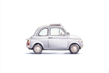 Obraz premium Watercolor gray car in soft pastel colors isolated on white background, for children
