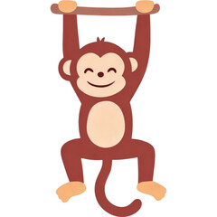 Obraz premium Cartoon Swinging Monkey with Tail