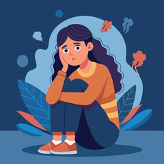Anxious Girl In Need for a Helping Hand Vector Concept Illustration. Young teenage being vulnerable wanting care and comfort 
