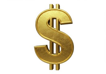 Obraz premium Isolated golden dollar sign with textured surface on white background