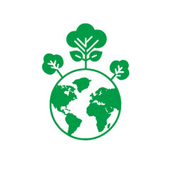 Green tree on earth for ecology friendly concept and World environment and sustainable development concept, earth logo vector.