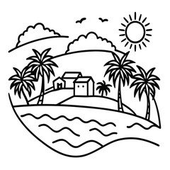 Obraz premium island with palm trees vector