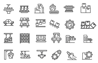 production icons set outline vector.