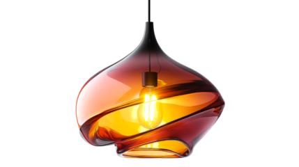 Swirl glass pendant light fixture, cut out transparent