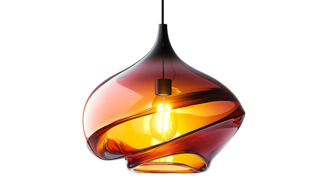 Swirl glass pendant light fixture, cut out transparent