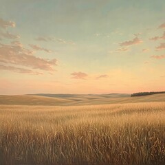 Fototapeta premium Golden wheat field at sunset (1)