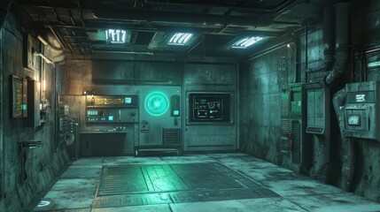 Mysterious Futuristic Underground Bunker: A Cyberpunk Sci-fi Corridor