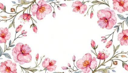 Delicate watercolor floral pattern, perfect for spring invitations , pastel, cherry blossom, romantic