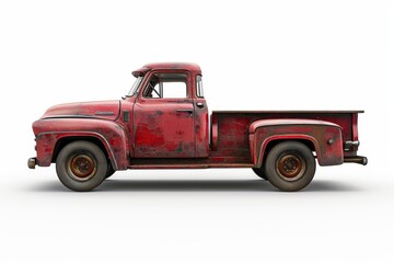 Vintage 1950s Pickup Truck Isolated On White Background.