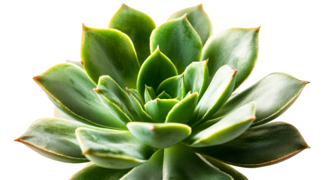 Green succulent plant close up, cut out transparent