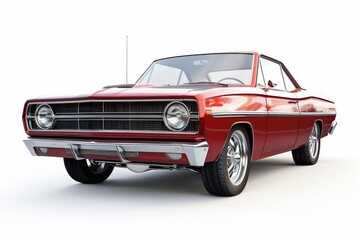 Vintage 1960s Muscle Car Isolated On White Background.