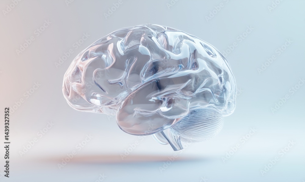 Poster transparent brain model showcasing intricate neural structures and connections
