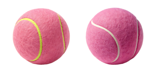 two Pink tennis ball isolated on transparent background