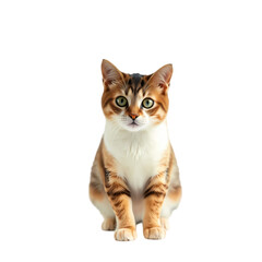 Obraz premium Adorable Calico Cat: High-Resolution Image of a Cute Domestic Shorthair Kitten on Transparent background