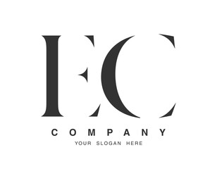 EC logo design. Initial letter e and c serif font style. Creative classic company name typography. Trendy logotype or identity.