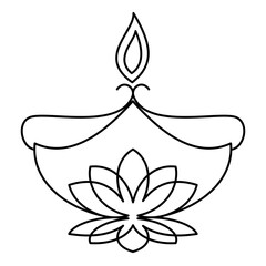 diwali candle line art vector