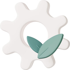 cogwheel and green leaves