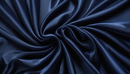 Obraz premium A luxurious dark blue silk fabric drapes elegantly, showcasing its smooth texture and rich color, reflecting light with a subtle sheen.