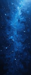 A vibrant blue sky adorned with glistening water droplets, reflecting light like tiny jewels, while shimmering stars twinkle softly in the background.