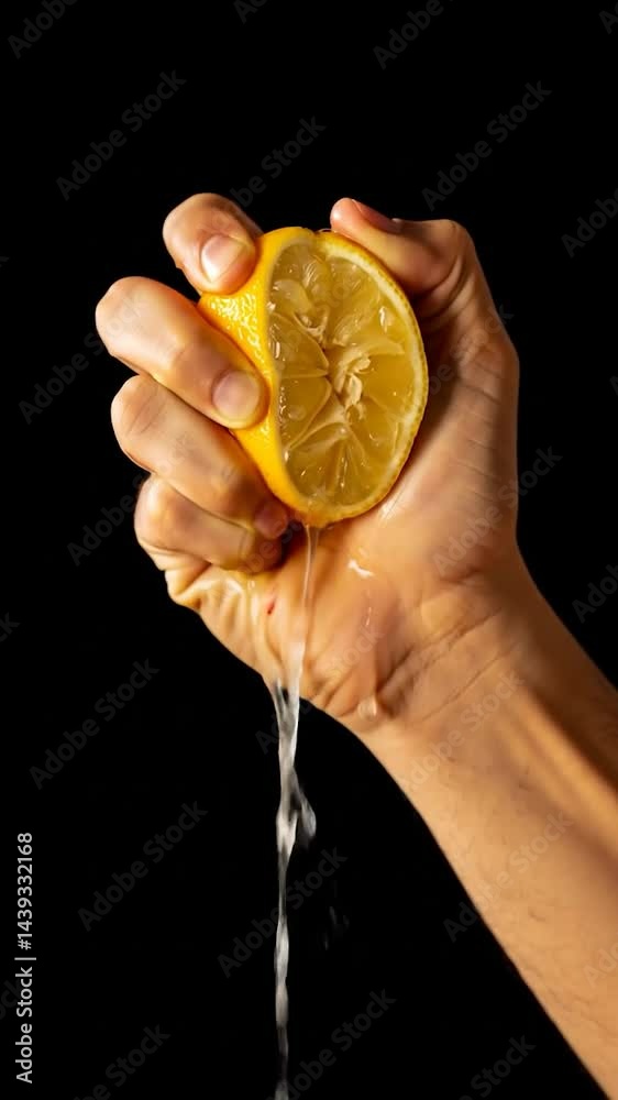 Aufkleber a close-up of a hand squeezing a lemon, emphasizing the vibrant yellow fruit and the dynamic action 