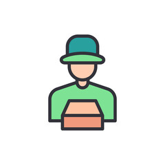 Courier colored icons, minimalist vector illustration ,simple transparent graphic element .Isolated on white background