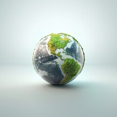 Sustainable Earth Globe with Green Continents and Oceans for a Healthy Planet Concept Art