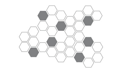 Black hexagon, honeycomb, design element, shapes, pattern with no strokes. Asset for photo collection, collage, template, frame, overlay, montage, clipping, layer mask. Transparent background. EPS 10.