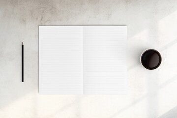 Modern workspace with  copy space on white color background. Top view with copy space. Flat lay...