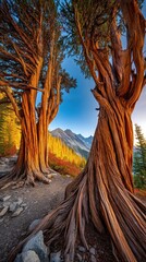 Autumnal giants in the mountains