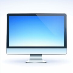 Fototapeta premium Desktop Computer Display with Blue Screen Technology Silver Frame and Sleek Stand Design Rendered