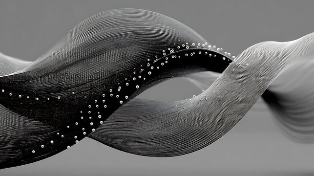 Curved, parallel lines with small spheres.