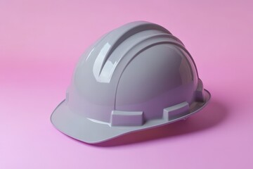 Light gray safety helmet on a pink backdrop.