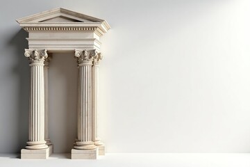 Elegant Roman-style architectural detail on white backdrop, classical, background, history